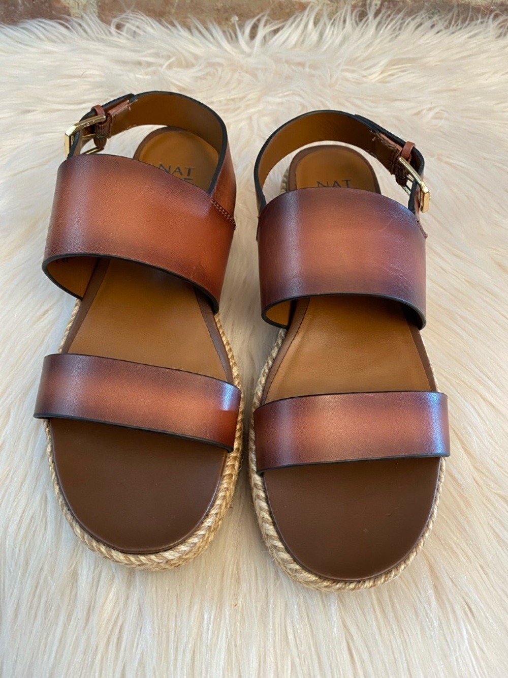 Naturalizer Patience Platform Brown Leather Sandals, Size 9.5 - Picture 12 of 16
